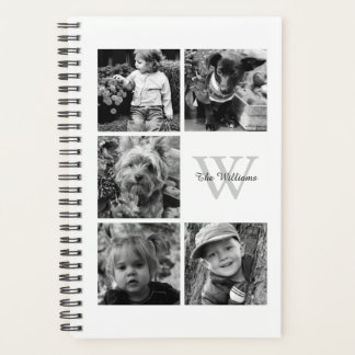 Agenda Collage de fotos blanco y monograma