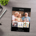 Agenda Collage de fotos citas en blanco negro 2025<br><div class="desc">Crea tu propio collage de fotos único. Usa cuatro,  cuatro de tu foto favorita. Personalizar y un año,  nombre y texto. Un fondo negro,  texto blanco.</div>