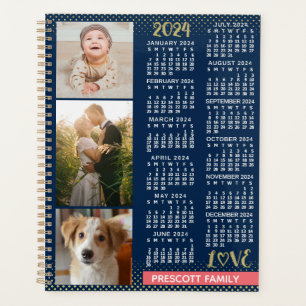 Agenda collage de fotos de la familia de oro de coral de