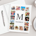 Agenda Collage de fotos familiar personalizado blanco per<br><div class="desc">Crea tu propio collage de fotos personalizado de 14 fotos,  planificador con tus imágenes personalizados sobre un sencillo fondo blanco moderno. La cara del planificador también incluye su monograma y nombre. Añade tus fotos,  diseños o obras de arte favoritas para crear algo realmente único.</div>