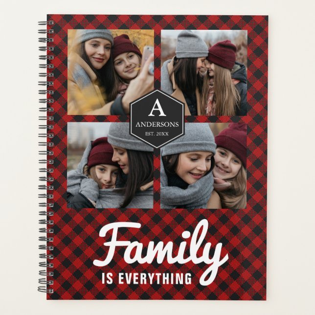 Agenda Collage de fotos familiar Red Buffalo Plaid Lumber (Anverso)