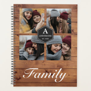 Agenda Collage de fotos familiar Rustic Barn Wood 4 Pictu