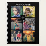 Agenda collage de fotos familiares de moda personalizado<br><div class="desc">Collage de fotos de la familia personalizado moderna,  negro,  planificador.
Puede personalizarlo y agregar sus propias fotos al frente,  añadir su nombre,  monograma,  texto y año.</div>