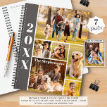 Agenda Collage de fotos moderno 6 personalizado<br><div class="desc">Crea tu propio planificador personalizado utilizando esta plantilla de collage de fotos fácil de cargar con 6 fotos en la parte delantera con tu nombre familiar, tu nombre u otro texto personalizado y una foto de tamaño completo en la parte posterior. CAMBIOS: Puede cambiar el fondo y los colores de...</div>