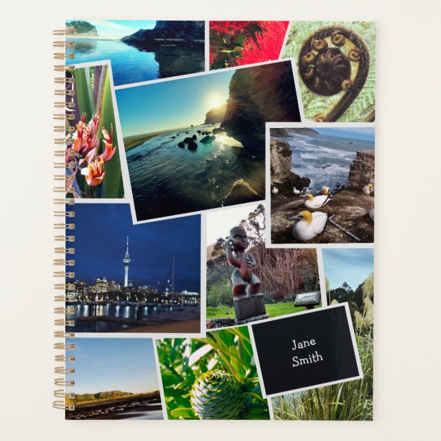 Agenda Collage de fotos Personalizado de Nueva Zelanda (Anverso)