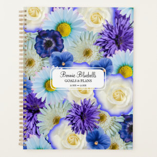 Agenda Collage floral azul y blanco Gran negrita personal