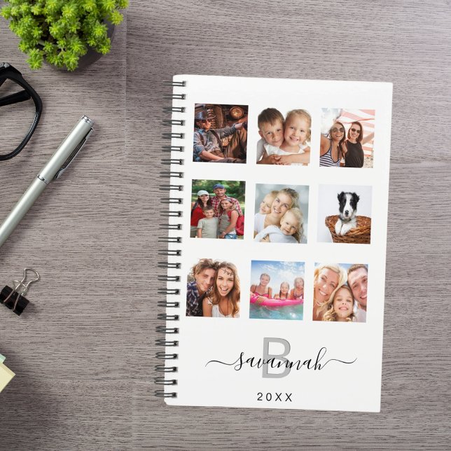 Agenda Collage fotográfico personalizado monograma blanco (Subido por el creador)