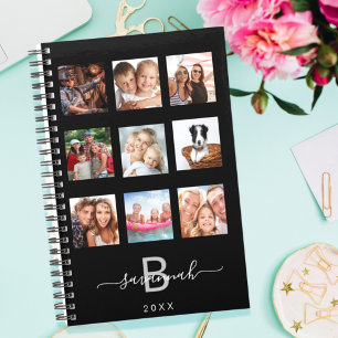 Agenda Collage fotográfico personalizado monograma negro