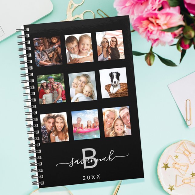 Agenda Collage fotográfico personalizado monograma negro  (Subido por el creador)