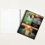 Agenda Collage personalizado de fotos familiares de moda<br><div class="desc">Collage de fotos de la familia personalizado moderna,  negro,  planificador. Puede personalizarlo y agregar sus propias fotos al frente,  agregar su nombre,  texto y año.</div>