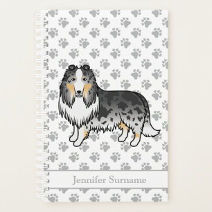 Agenda Collie Áspero Blue Merle Lindo Perro de Dibujos An