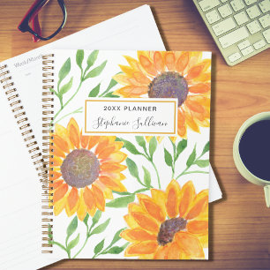 Agenda Color de agua amarillo girasol personalizado 2021