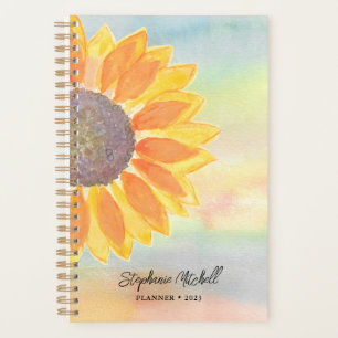 Agenda Color de agua del nombre personalizado del girasol