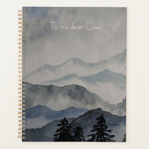 Agenda color de agua del paisaje montañoso pintado a mano
