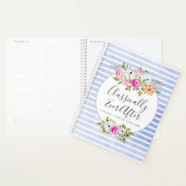 Agenda Color de agua floral rústico raya moderna Shabby C