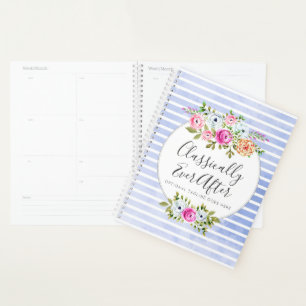 Agenda Color de agua floral rústico raya moderna Shabby C
