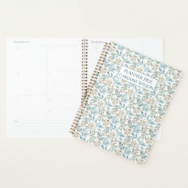Agenda Color de agua verde azulado Estilo botánico Azul s