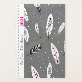 AGENDA COLOR GRIS SENCILLO BOHO PATRÓN DE COLOR MOTIVACIO