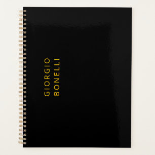 Agenda Color Oro y Negro Minimalista Nombre Personal Mode