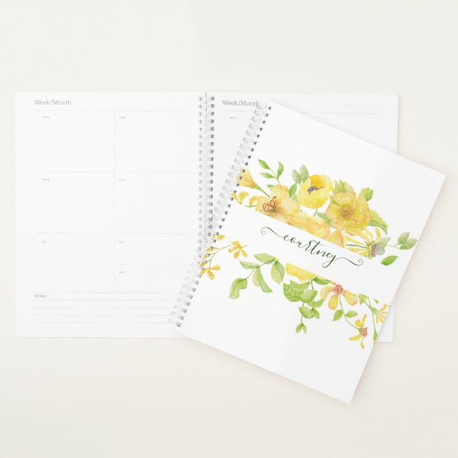 Agenda Coloración floral de color amarillo personalizada (Demostración)
