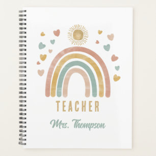Agenda Colores de tierra retro acuarela Arcoiris profesor