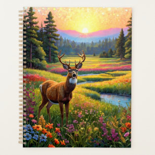 Agenda Colores del bosque colorido y arte de ciervos
