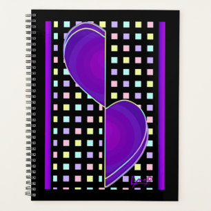 Agenda Colores pasteles y corazones morados golpeando
