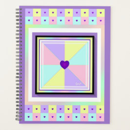 Agenda Colores pasteles y corazones morados golpeando