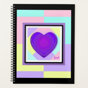Agenda Colores pasteles y corazones morados golpeando