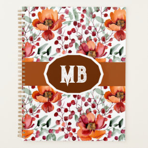 Agenda Colores Terrosos, Flores de Otoño Monogramadas
