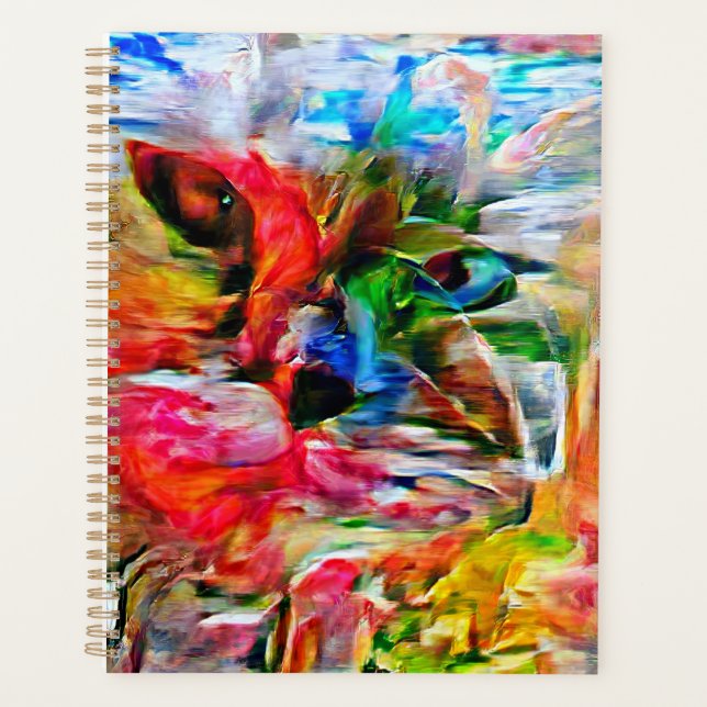 Agenda Colorful Abstract Expressionist Cat Art Print" (Anverso)