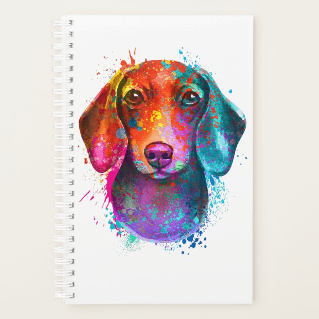 Agenda Colorful Dachshund Dog Art Illustration (Anverso)