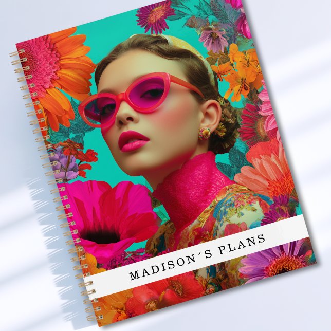 Agenda Colorful Floral Art-Woman (Custom Colorful Floral Art-Woman Planner with your Name or Text)