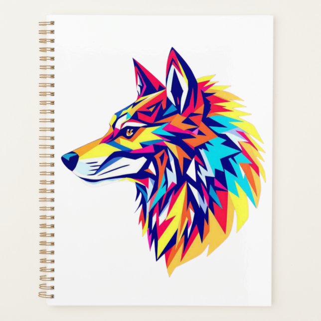 Agenda Colorful Geometric Wolf Planner (Anverso)