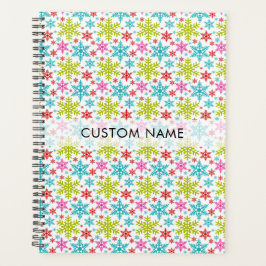 Agenda Colorful Retro Snowflakes Christmas Custom Name