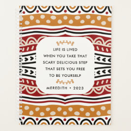 Agenda Colorida cita motivacional del patrón africano