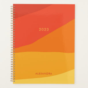 Agenda Coloridas bandas de Naranja solar geométricas retr
