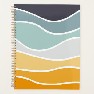 Agenda Coloridas olas de estilo retro en verano