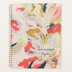 Agenda Colorido Abstract Floral Art Custom Name Planner