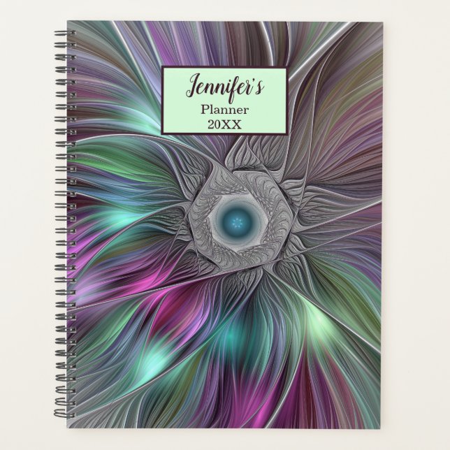 Agenda Colorido Big Flower Resumen nombre fractal trippy (Anverso)