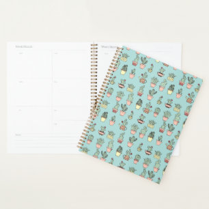 Agenda Colorido Cactus Cute En Patrón De Estilo Dibujado