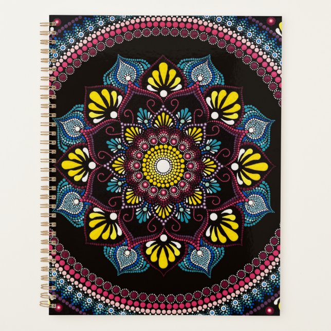 Agenda Colorido Dot Art Mandala | Boho de geometría sagra (Anverso)