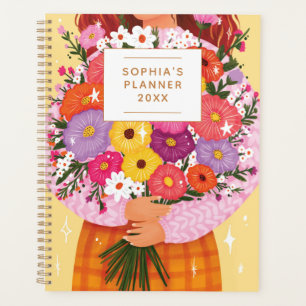Agenda Colorido Floral Bonito Recetario Personalizado 3 A