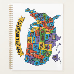Agenda Colorido mapa de EE.UU. para viajeros - Explorar l