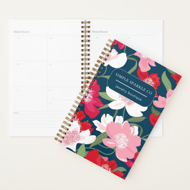 Agenda Colorido Red Feminine Floral Blue Company (Demostración)