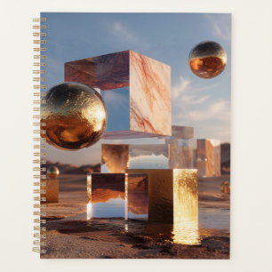 Agenda Composición Geométrica Surrealista Con Esferas Dor