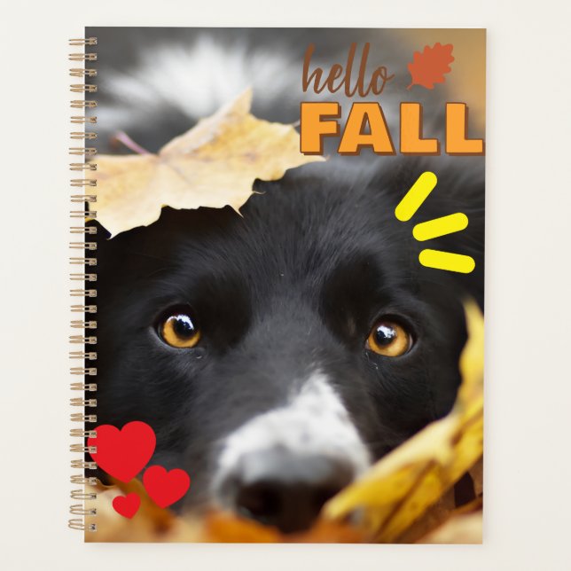 Agenda con imagen de perro entre hojas  (Anverso)