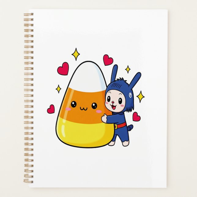 Agenda Conejito Adorable Abrazando Maíz de Caramelo (Anverso)