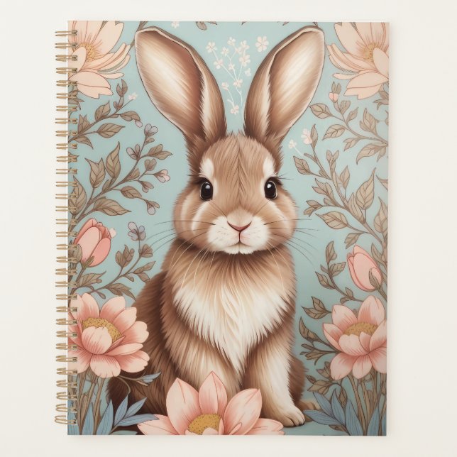 Agenda Conejito bebé lindo floral pastel  (Anverso)