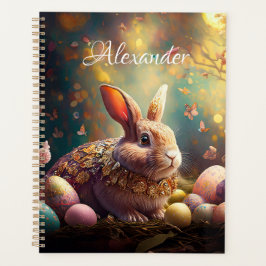 Agenda Conejo de Pascua feliz con nombre personalizado co